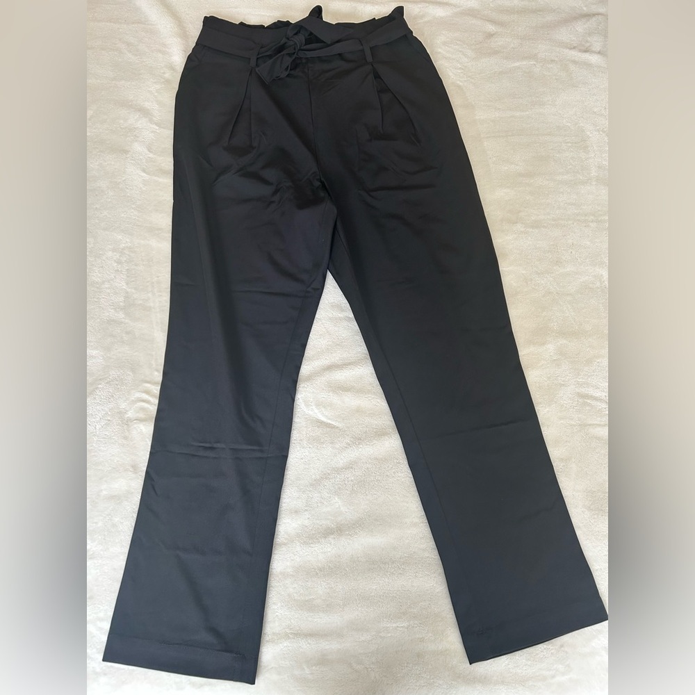 High Waisted Tie Up Black Pants